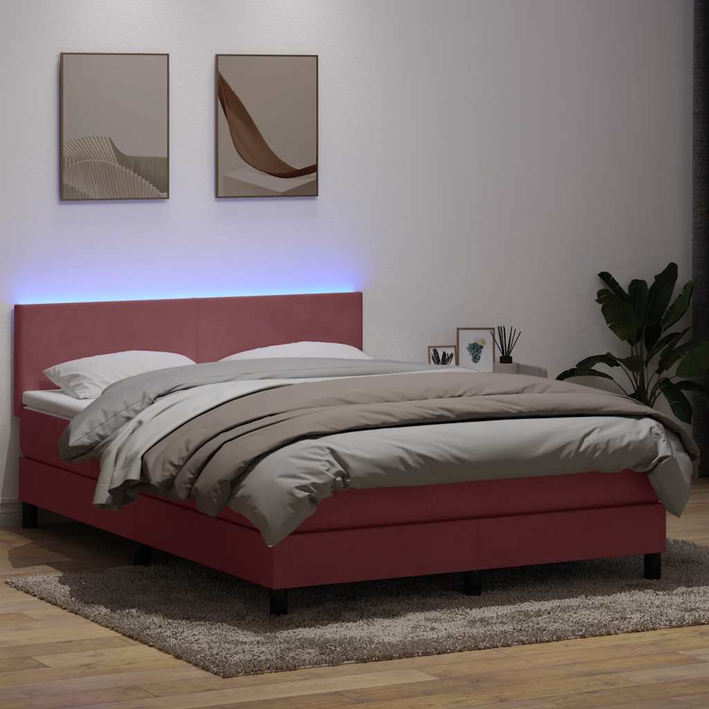 Boxspring met matras en LED fluweel roze 160x220 cm is nu te koop bij PeponiXL, paradijselijk wonen!