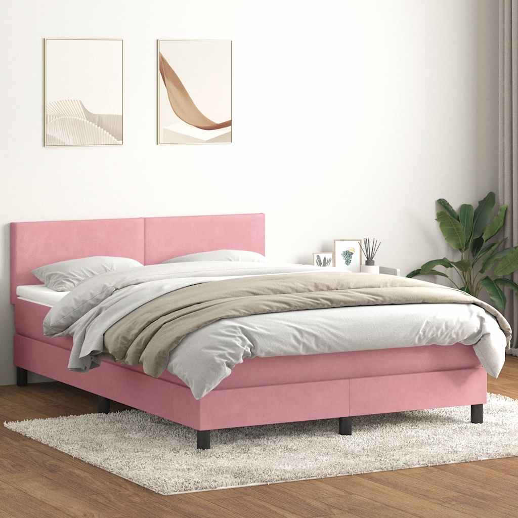 Boxspring met matras en LED fluweel roze 160x220 cm is nu te koop bij PeponiXL, paradijselijk wonen!