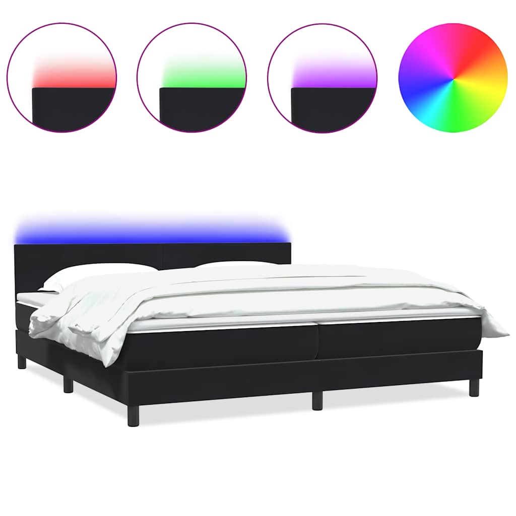 Boxspring met matras en LED fluweel zwart 180x220 cm