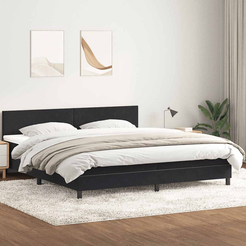 Boxspring met matras en LED fluweel zwart 180x220 cm