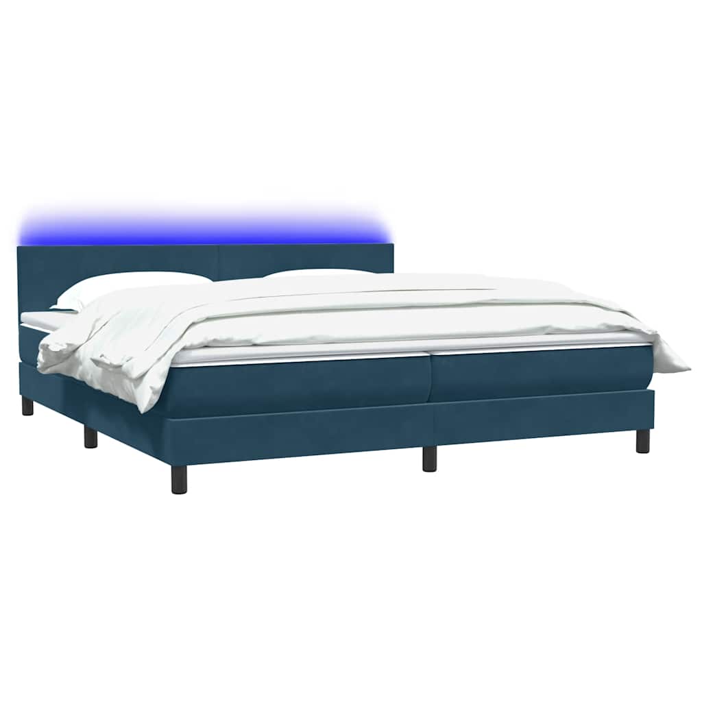 Boxspring met matras en LED fluweel donkerblauw 180x220 cm