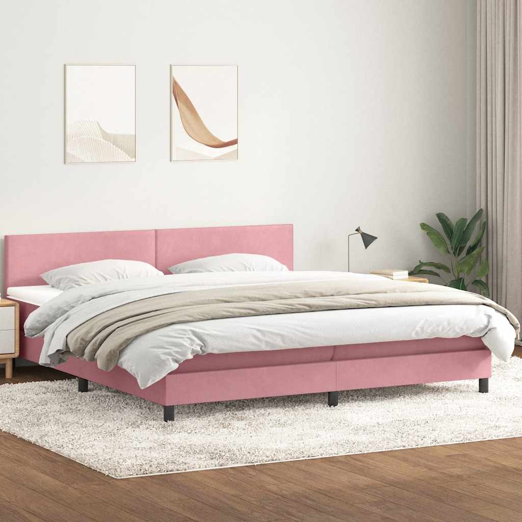 Boxspring met matras en LED fluweel roze 180x220 cm