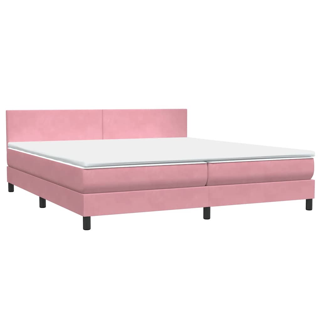 Boxspring met matras en LED fluweel roze 180x220 cm