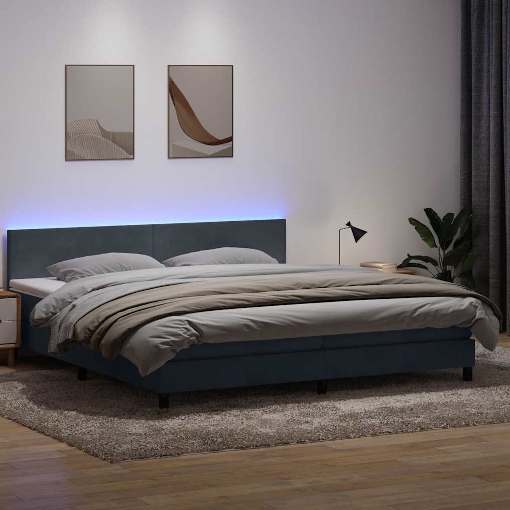 Boxspring met matras en LED fluweel donkergrijs 200x220 cm