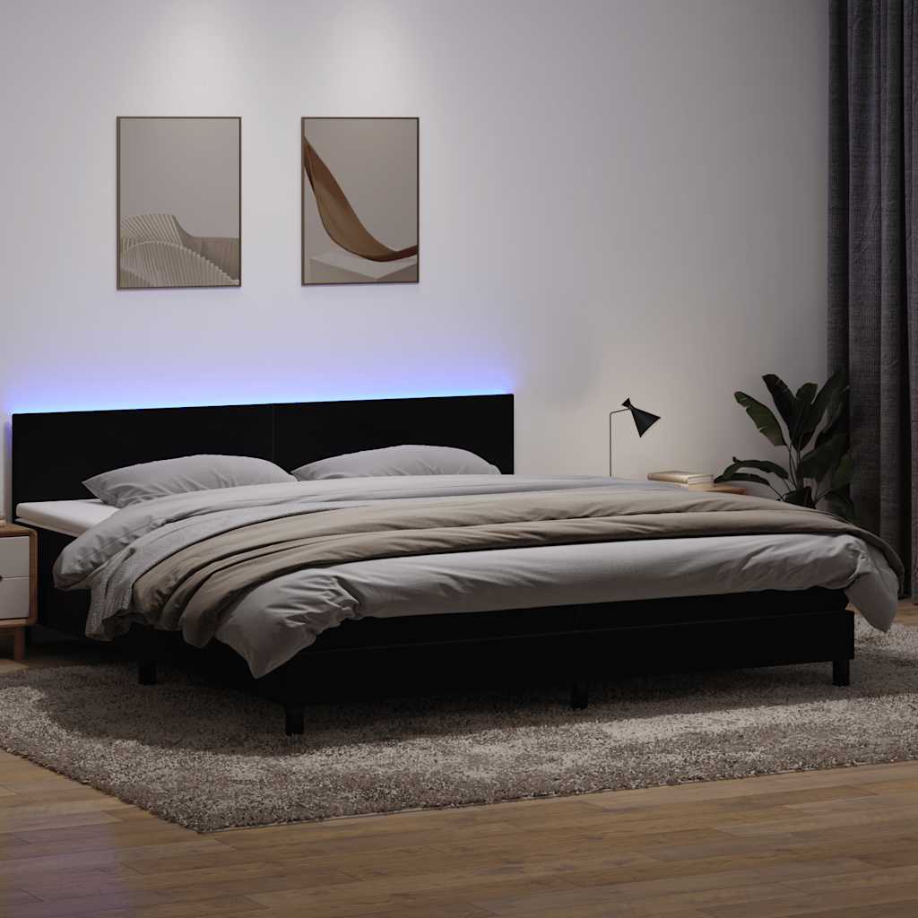 Boxspring met matras en LED fluweel zwart 200x220 cm
