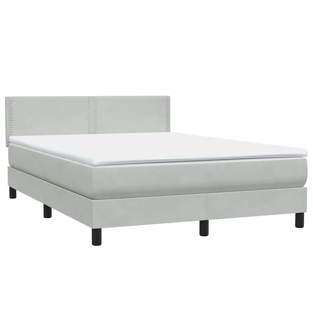 Boxspring met matras en LED fluweel lichtgrijs 140x210 cm is nu te koop bij PeponiXL, paradijselijk wonen!
