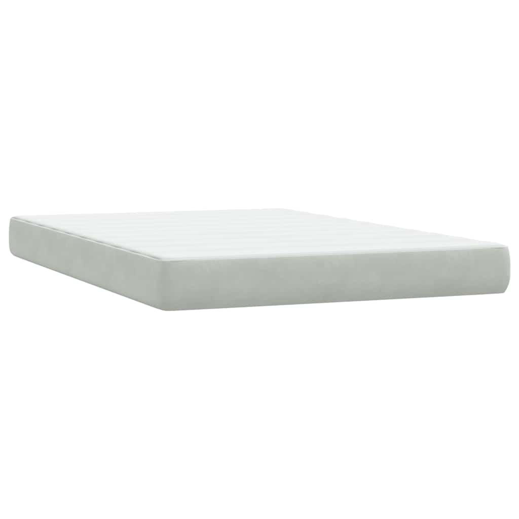 Boxspring met matras en LED fluweel lichtgrijs 140x210 cm is nu te koop bij PeponiXL, paradijselijk wonen!