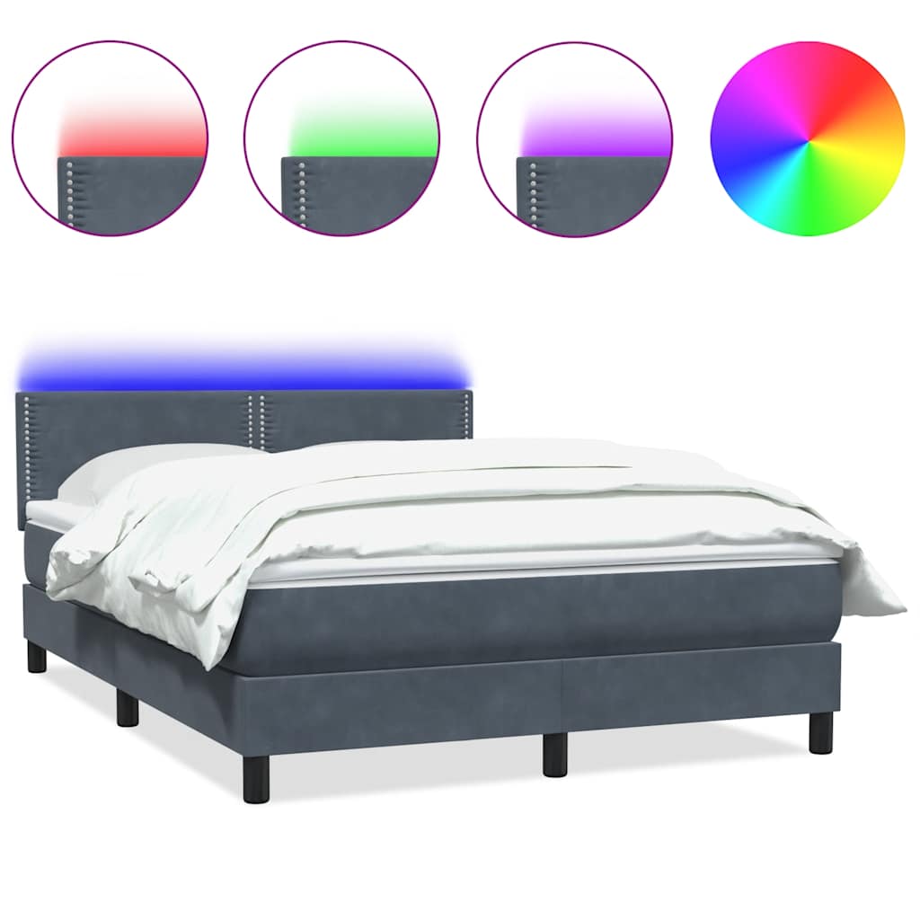 Boxspring met matras en LED fluweel donkergrijs 140x210 cm is nu te koop bij PeponiXL, paradijselijk wonen!