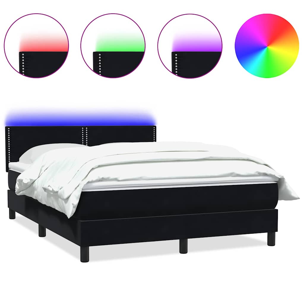 Boxspring met matras en LED fluweel zwart 160x210 cm is nu te koop bij PeponiXL, paradijselijk wonen!