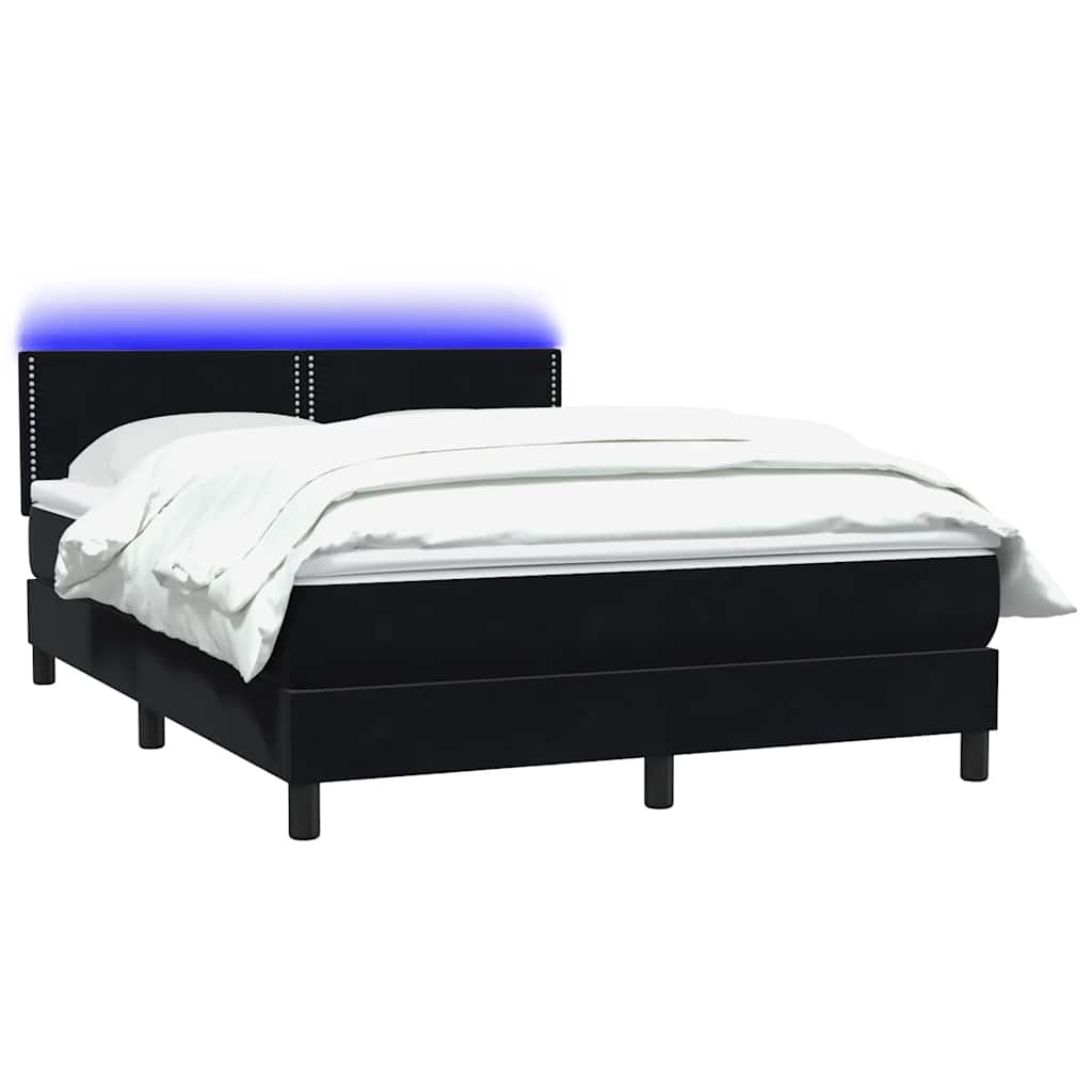 Boxspring met matras en LED fluweel zwart 160x210 cm is nu te koop bij PeponiXL, paradijselijk wonen!