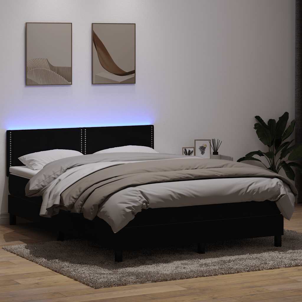 Boxspring met matras en LED fluweel zwart 160x210 cm is nu te koop bij PeponiXL, paradijselijk wonen!