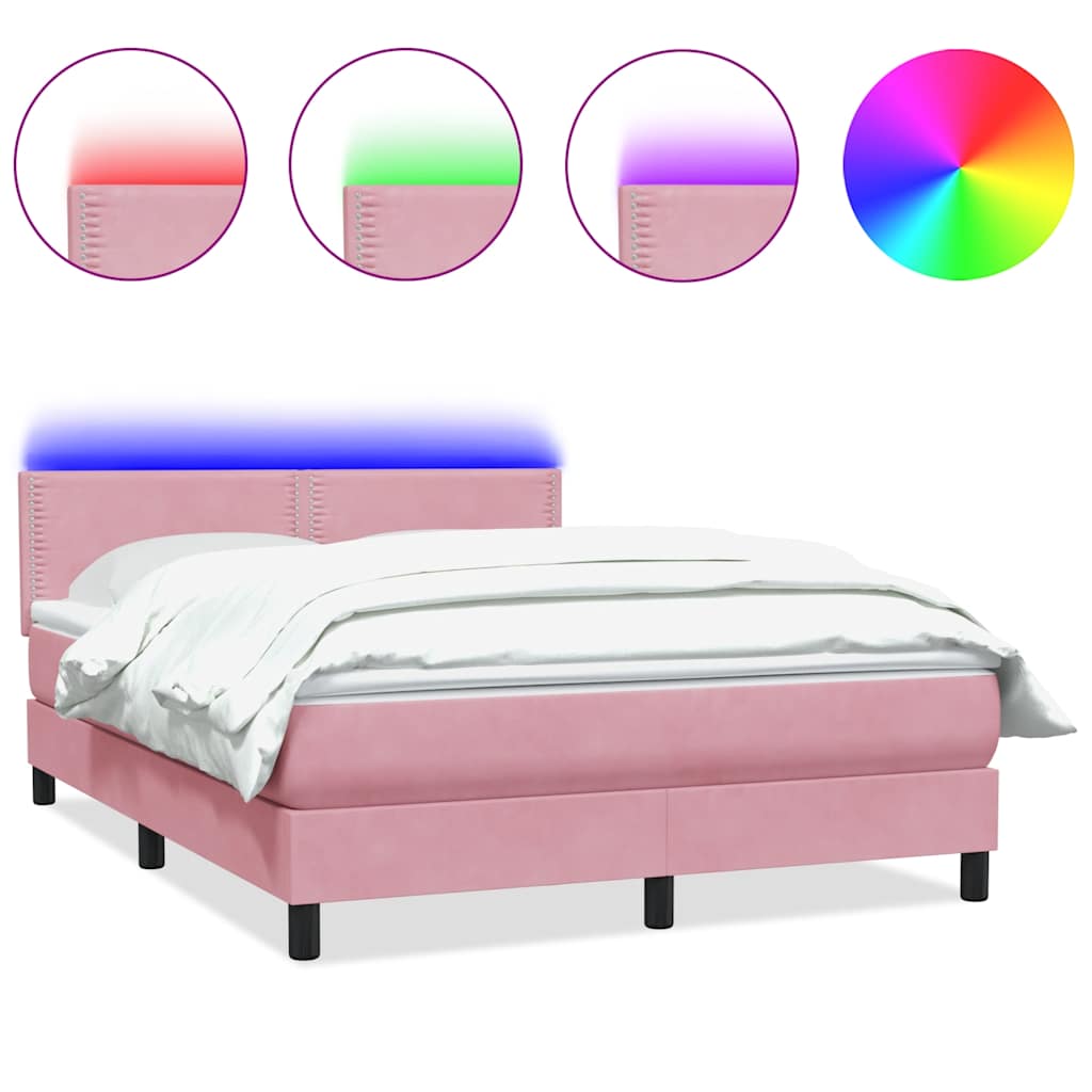Boxspring met matras en LED fluweel roze 160x210 cm is nu te koop bij PeponiXL, paradijselijk wonen!
