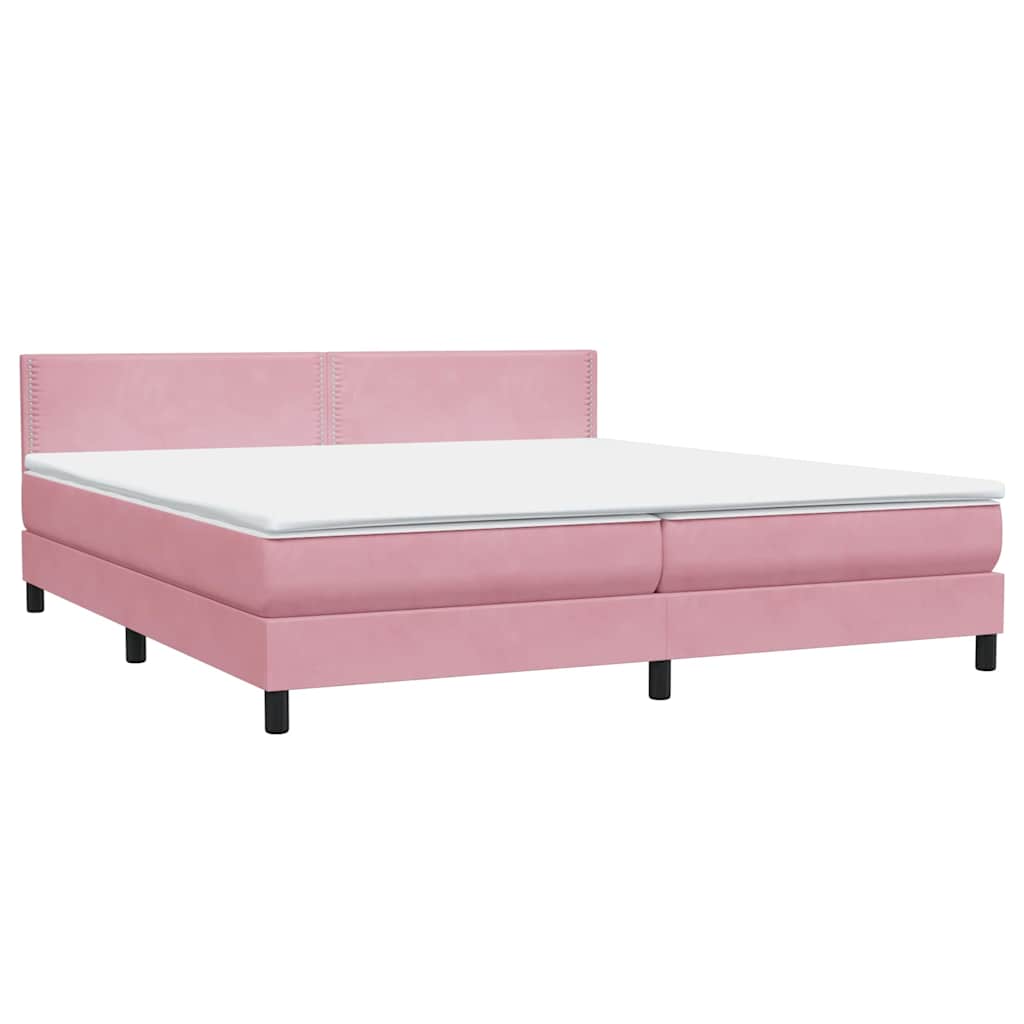 Boxspring met matras en LED fluweel roze 180x210 cm is nu te koop bij PeponiXL, paradijselijk wonen!