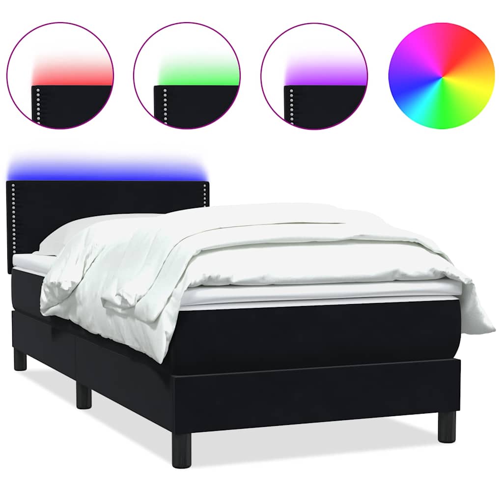 Boxspring met matras en LED fluweel zwart 100x220 cm