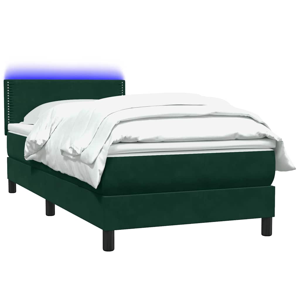 Boxspring met matras en LED fluweel donkergroen 100x220 cm