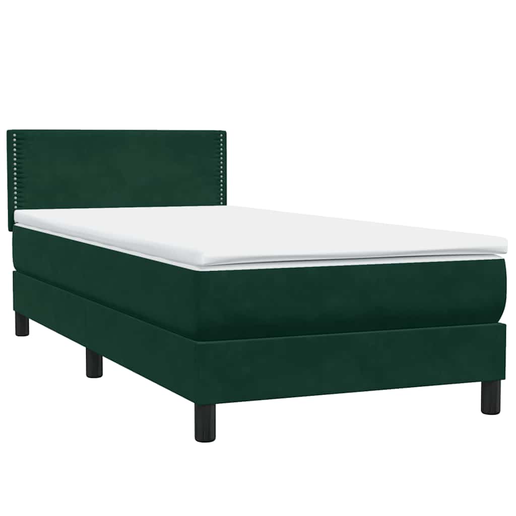 Boxspring met matras en LED fluweel donkergroen 100x220 cm