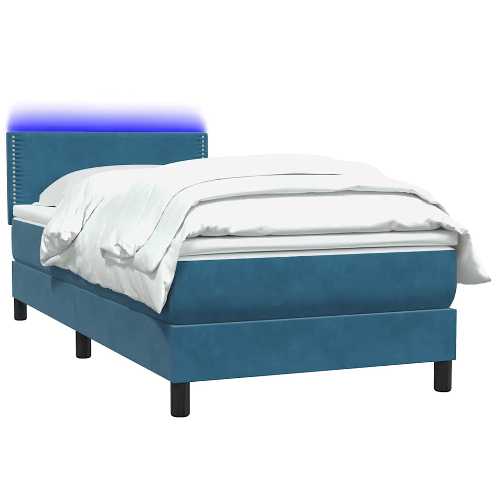 Boxspring met matras en LED fluweel donkerblauw 100x220 cm