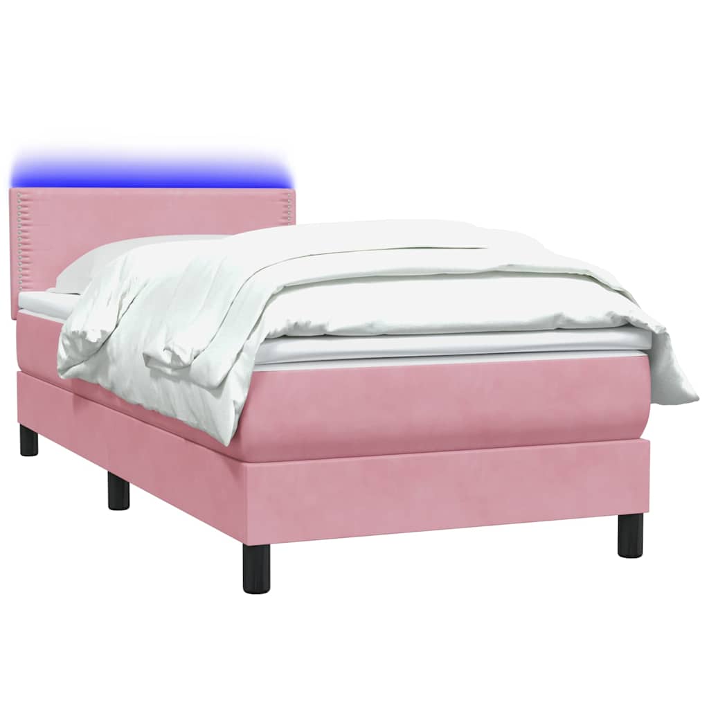 Boxspring met matras en LED fluweel roze 100x220 cm