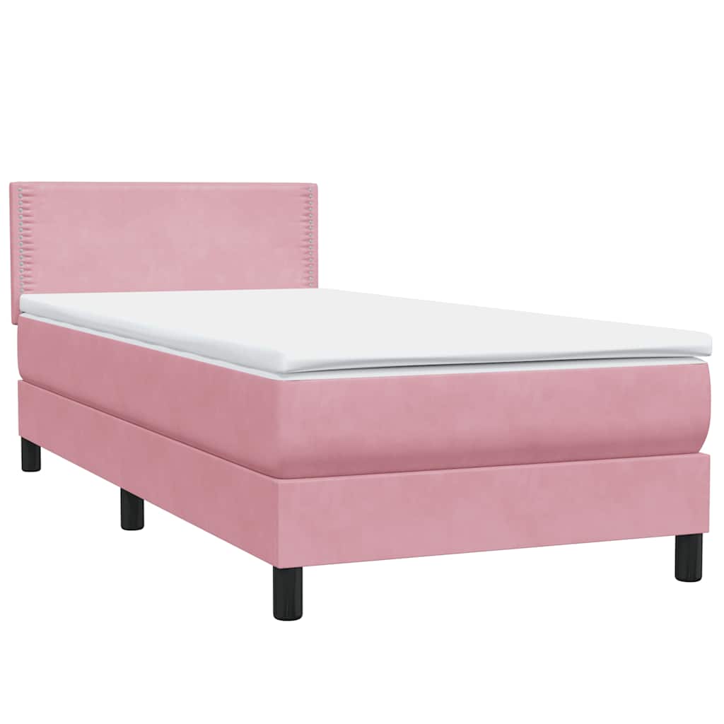 Boxspring met matras en LED fluweel roze 100x220 cm