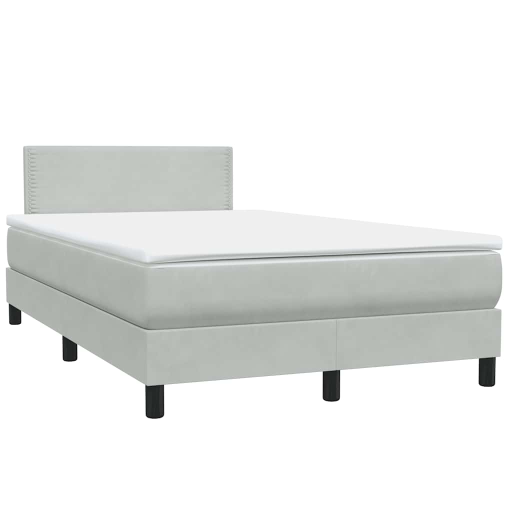 Boxspring met matras en LED fluweel lichtgrijs 120x220 cm