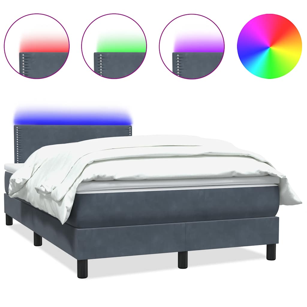 Boxspring met matras en LED fluweel donkergrijs 120x220 cm