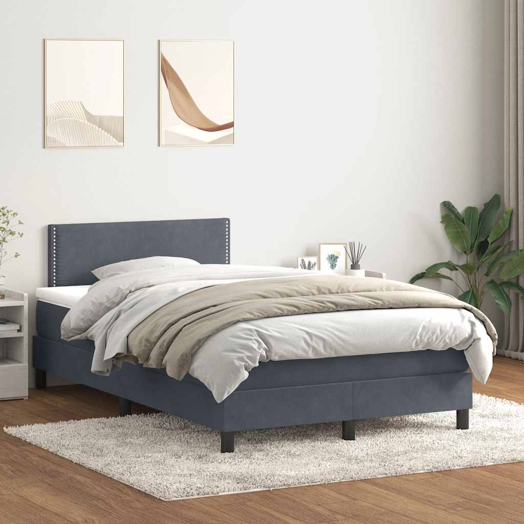 Boxspring met matras en LED fluweel donkergrijs 120x220 cm