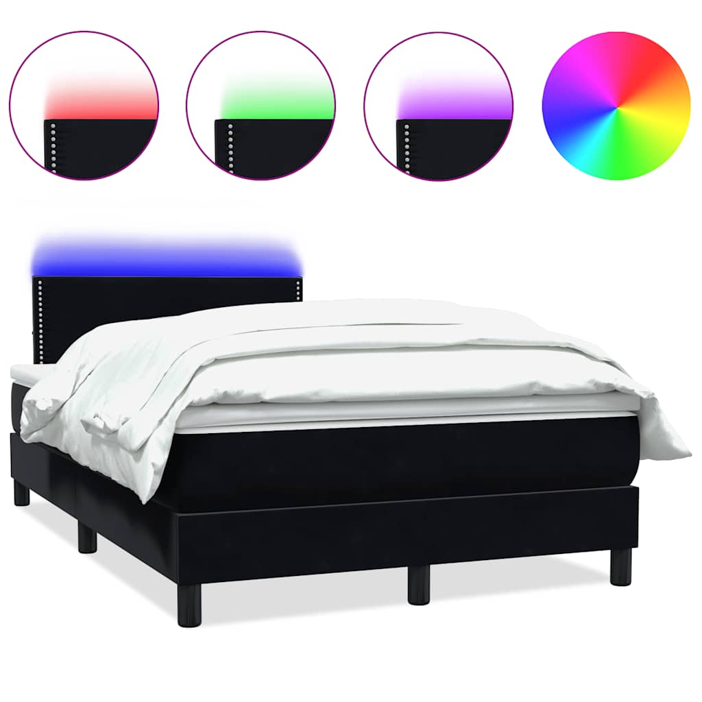 Boxspring met matras en LED fluweel zwart 120x220 cm