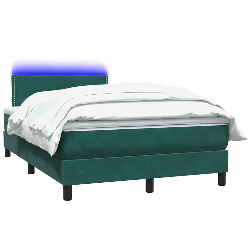Boxspring met matras en LED fluweel donkergroen 120x220 cm