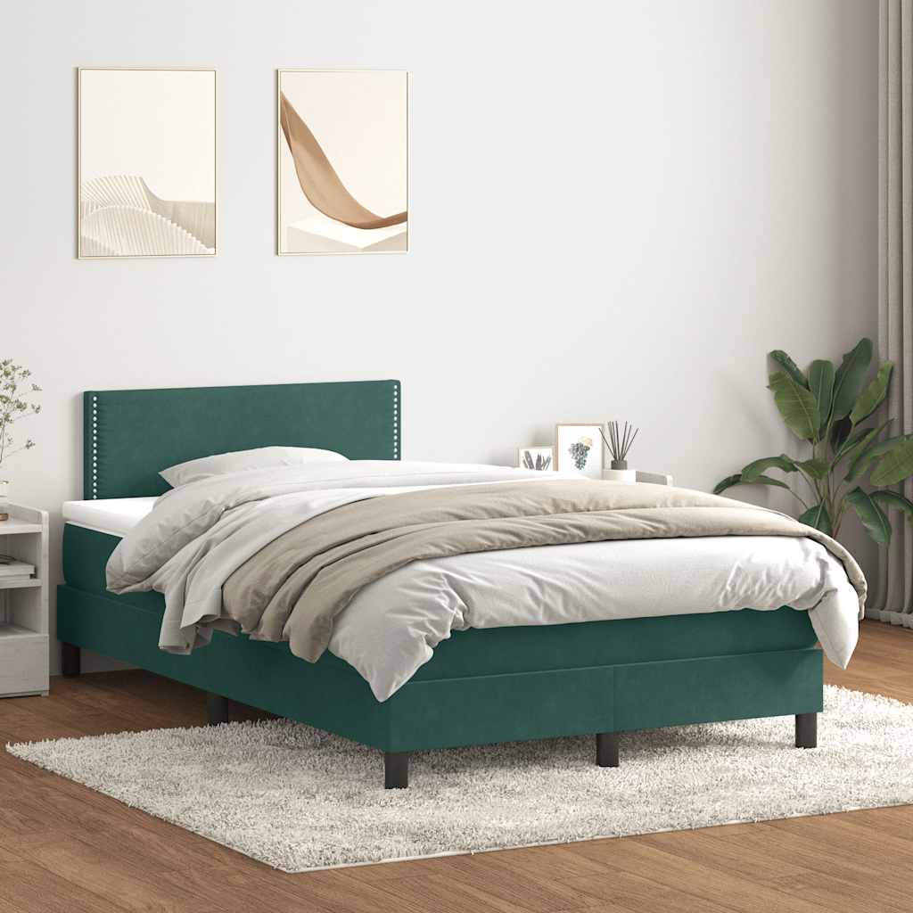 Boxspring met matras en LED fluweel donkergroen 120x220 cm