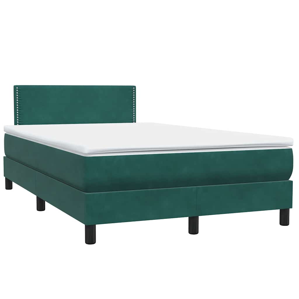 Boxspring met matras en LED fluweel donkergroen 120x220 cm