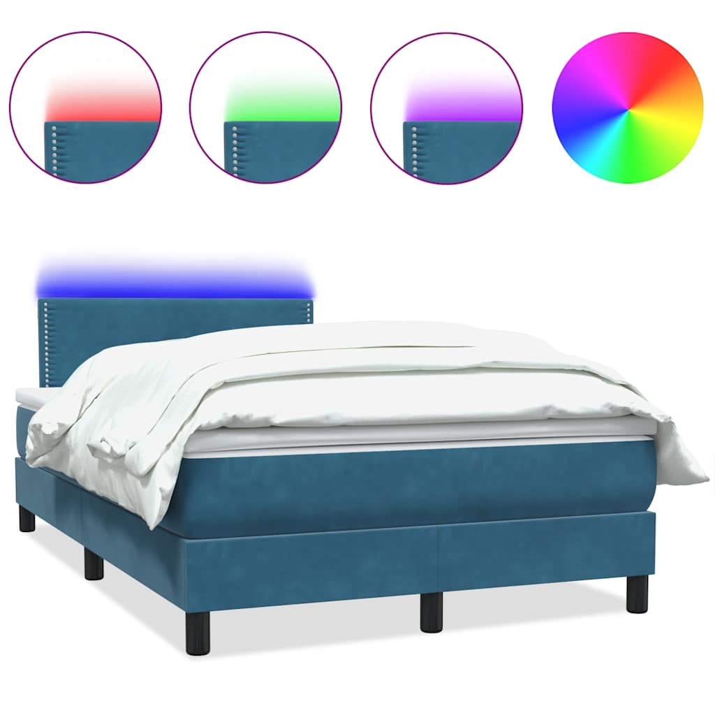 Boxspring met matras en LED fluweel donkerblauw 120x220 cm