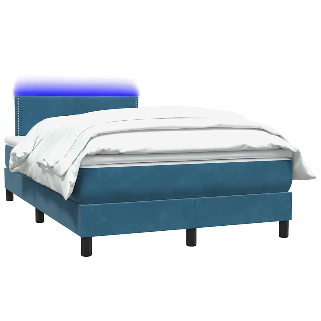 Boxspring met matras en LED fluweel donkerblauw 120x220 cm