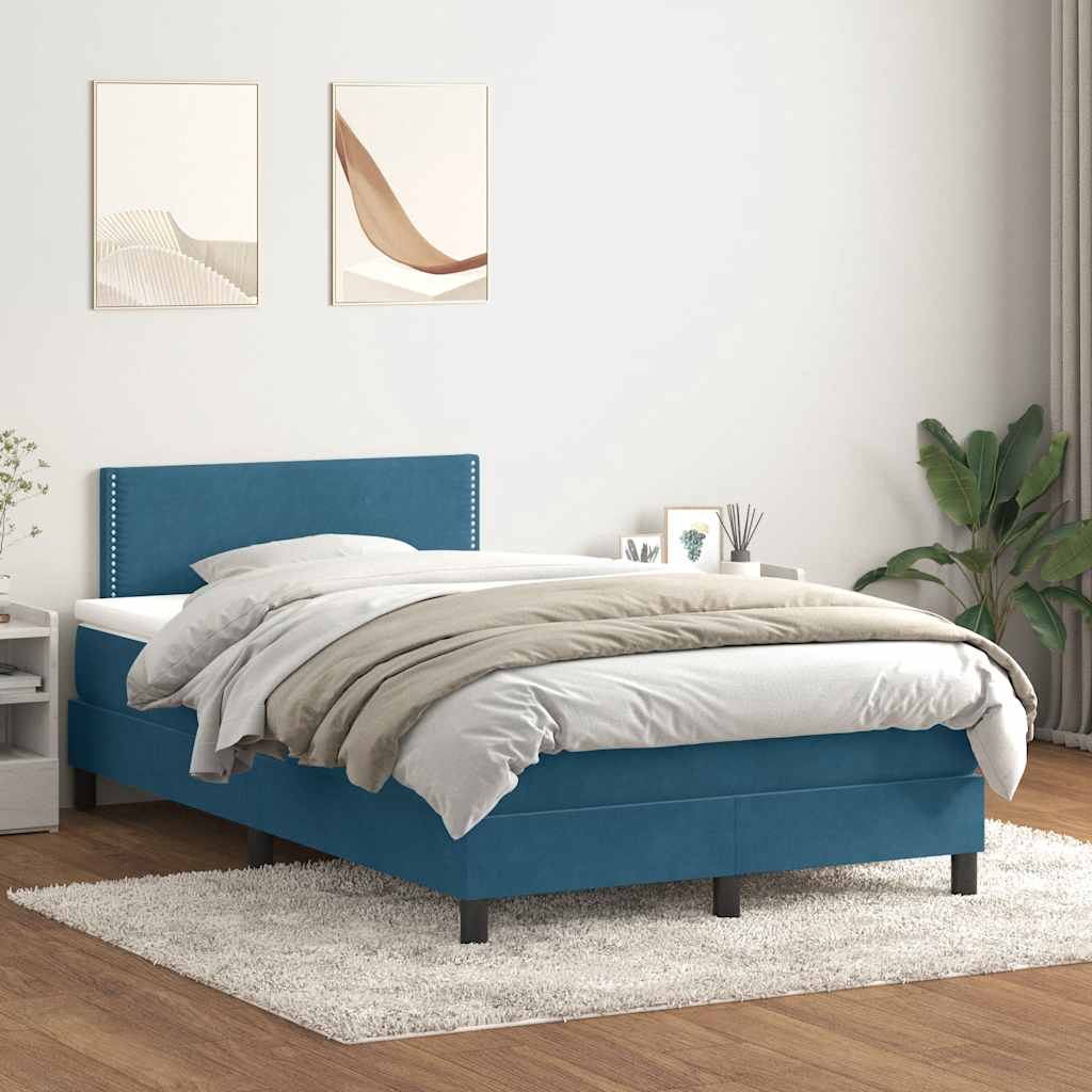 Boxspring met matras en LED fluweel donkerblauw 120x220 cm