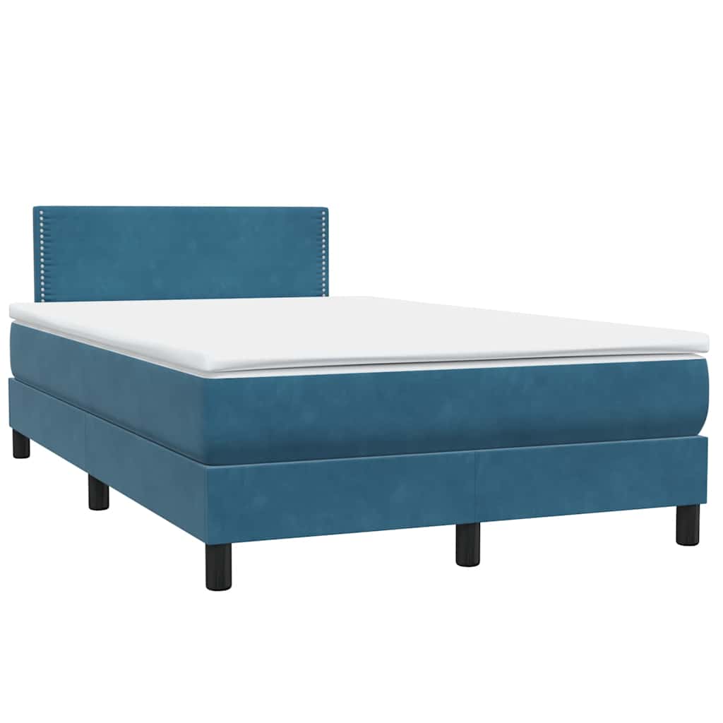 Boxspring met matras en LED fluweel donkerblauw 120x220 cm