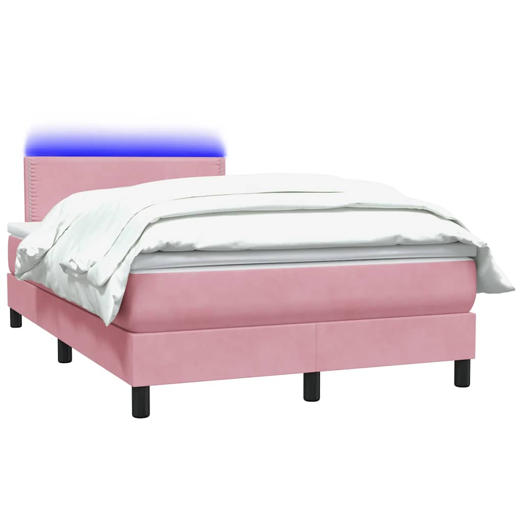 Boxspring met matras en LED fluweel roze 120x220 cm
