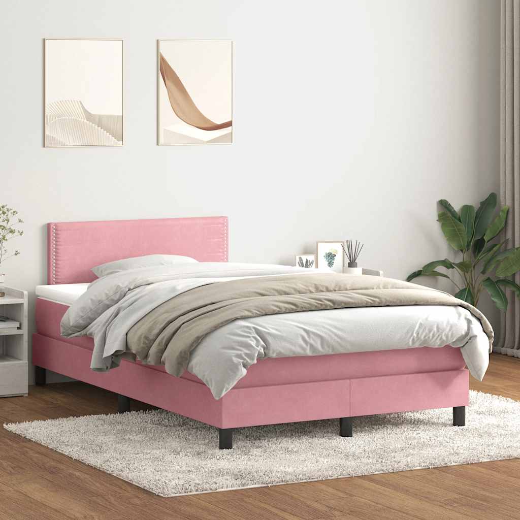 Boxspring met matras en LED fluweel roze 120x220 cm
