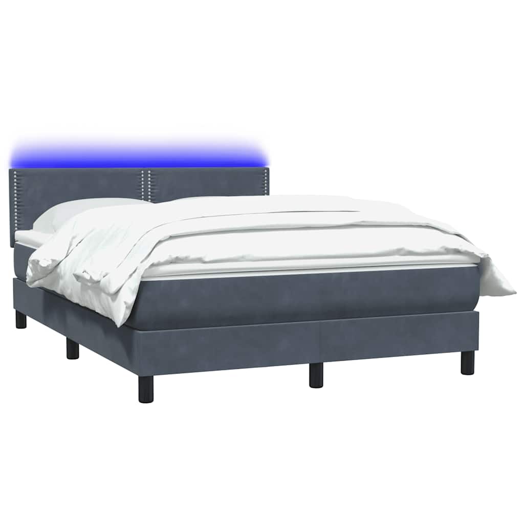 Boxspring met matras en LED fluweel donkergrijs 140x220 cm