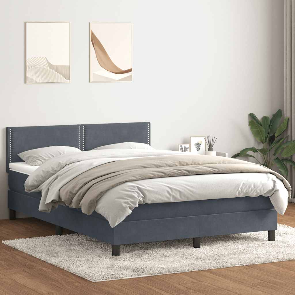 Boxspring met matras en LED fluweel donkergrijs 140x220 cm