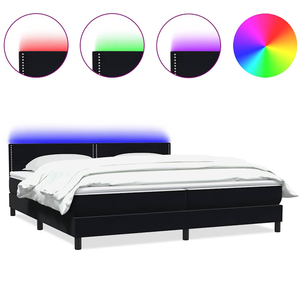 Boxspring met matras en LED fluweel zwart 180x220 cm is nu te koop bij PeponiXL, paradijselijk wonen!
