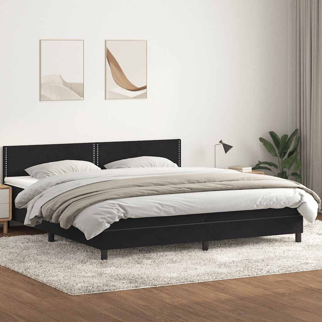 Boxspring met matras en LED fluweel zwart 180x220 cm is nu te koop bij PeponiXL, paradijselijk wonen!