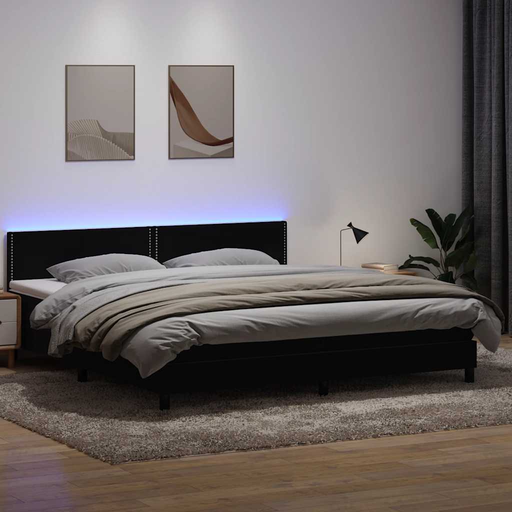 Boxspring met matras en LED fluweel zwart 180x220 cm is nu te koop bij PeponiXL, paradijselijk wonen!
