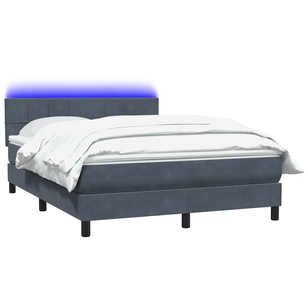 Boxspring met matras en LED fluweel donkergrijs 140x210 cm is nu te koop bij PeponiXL, paradijselijk wonen!