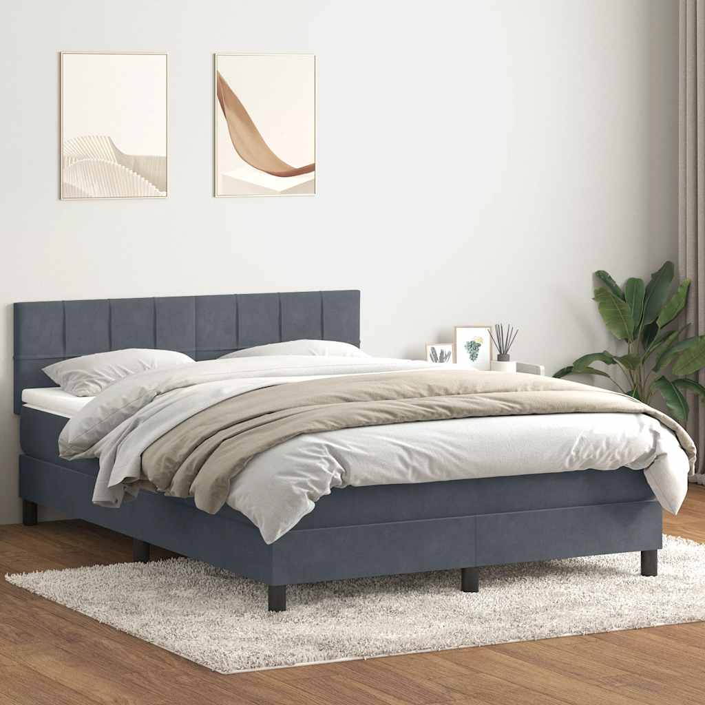 Boxspring met matras en LED fluweel donkergrijs 140x210 cm is nu te koop bij PeponiXL, paradijselijk wonen!