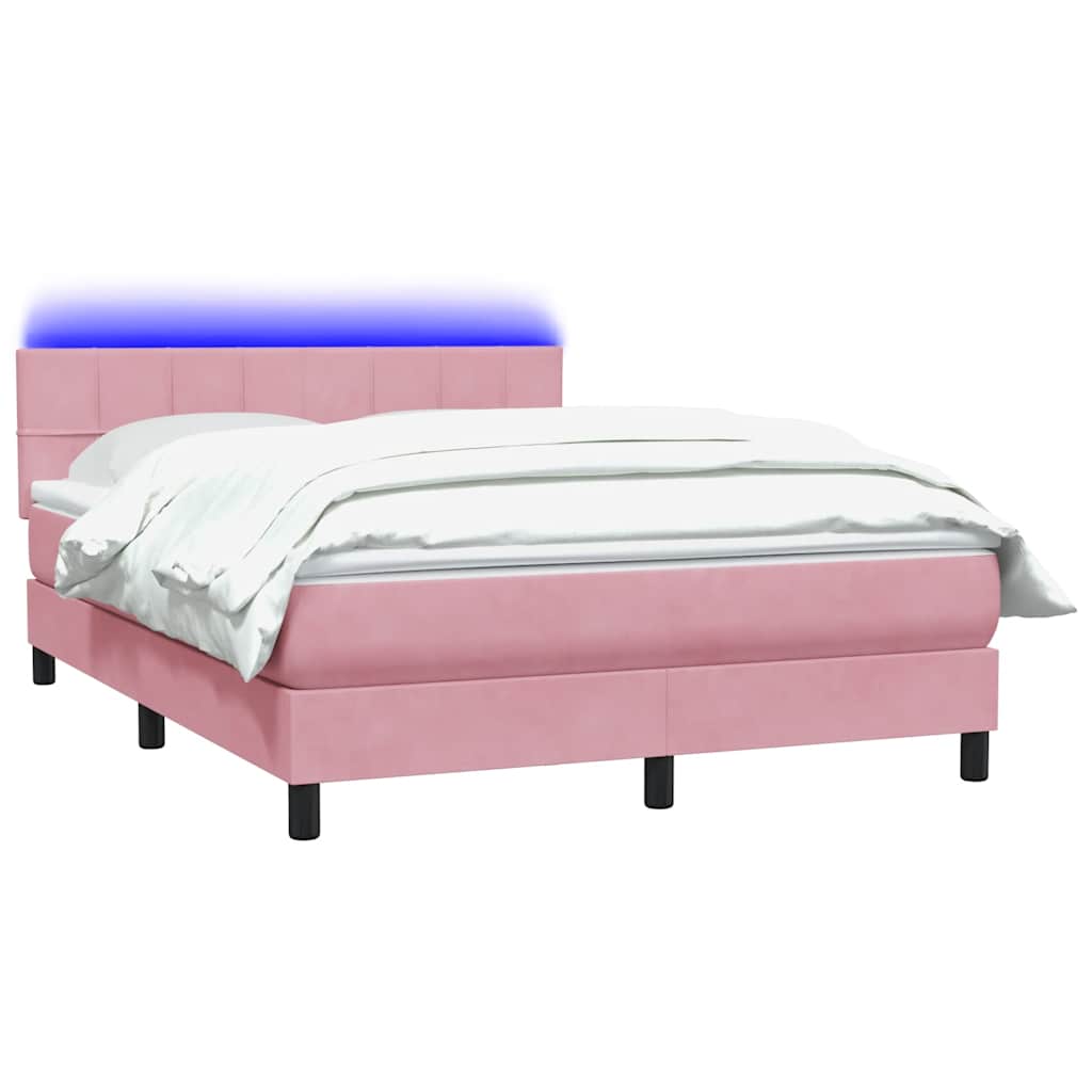 Boxspring met matras en LED fluweel roze 140x210 cm is nu te koop bij PeponiXL, paradijselijk wonen!