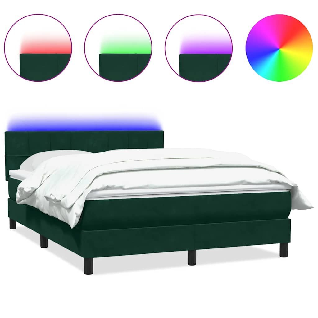 Boxspring met matras en LED fluweel donkergroen 160x210 cm is nu te koop bij PeponiXL, paradijselijk wonen!