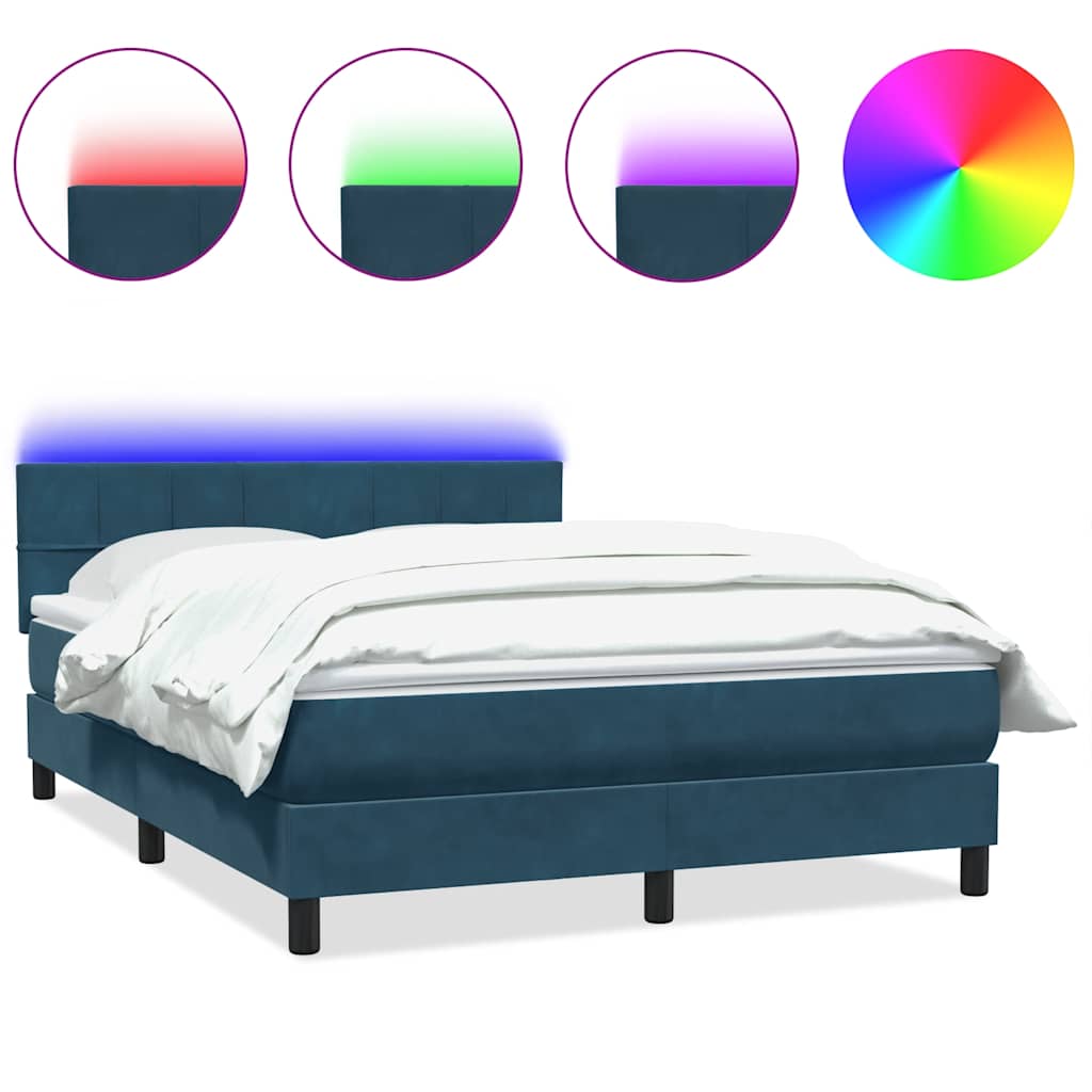 Boxspring met matras en LED fluweel donkerblauw 160x210 cm is nu te koop bij PeponiXL, paradijselijk wonen!
