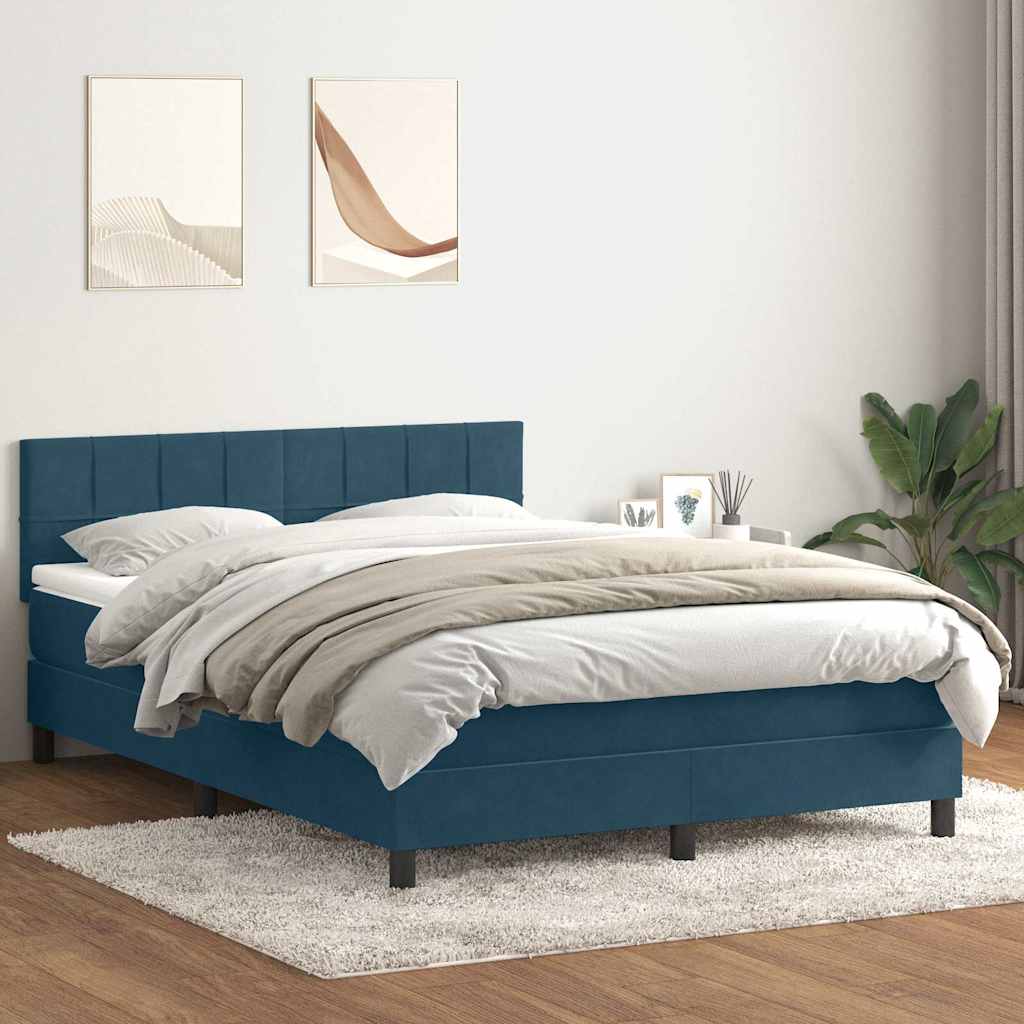Boxspring met matras en LED fluweel donkerblauw 160x210 cm is nu te koop bij PeponiXL, paradijselijk wonen!