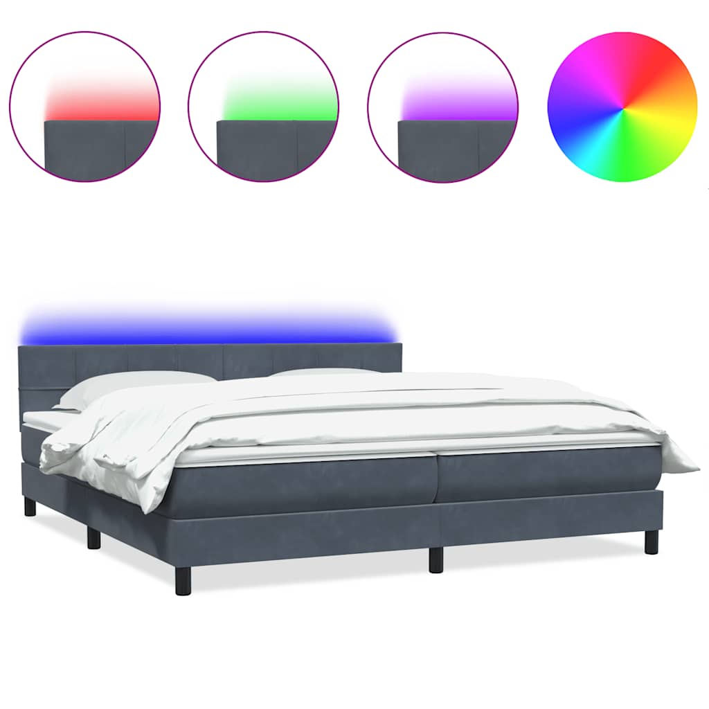 Boxspring met matras en LED fluweel donkergrijs 180x210 cm is nu te koop bij PeponiXL, paradijselijk wonen!
