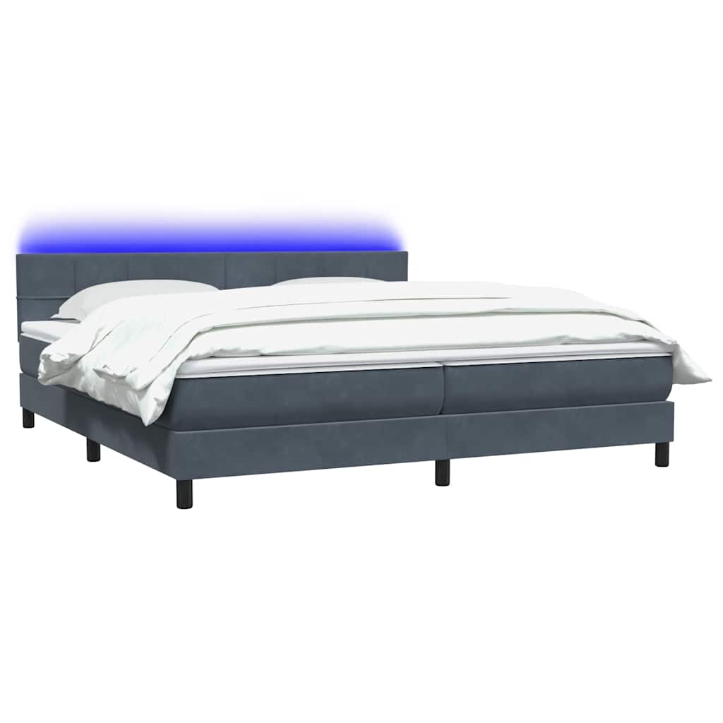 Boxspring met matras en LED fluweel donkergrijs 180x210 cm is nu te koop bij PeponiXL, paradijselijk wonen!