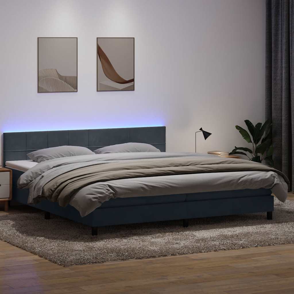 Boxspring met matras en LED fluweel donkergrijs 180x210 cm is nu te koop bij PeponiXL, paradijselijk wonen!